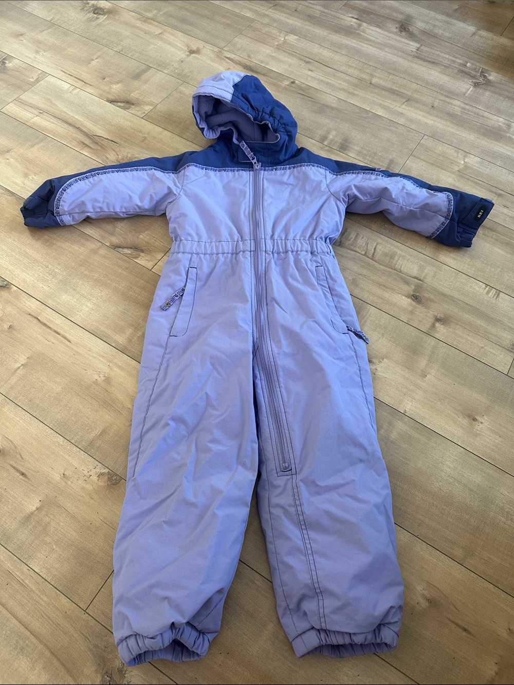REI Girls Puffer One Piece Ski Snowsuit Purple Lavender Hooded Sz 4T